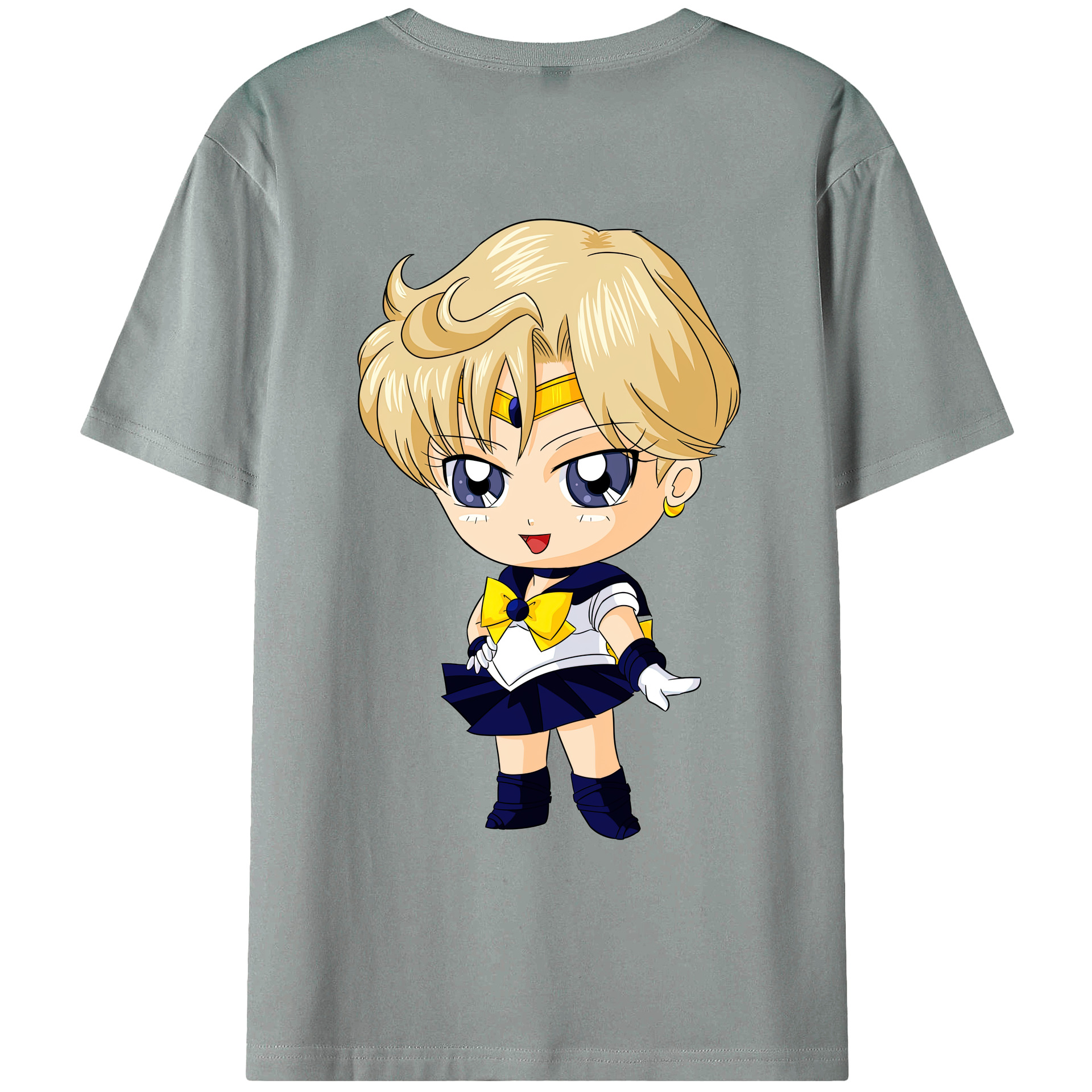 （画像用） 美少女戦士セーラームーン 天王はるか Sailor Moon Tenoh Haruka 綿100％ メンズ半袖Tシャツ（バックプリント） 通気性
